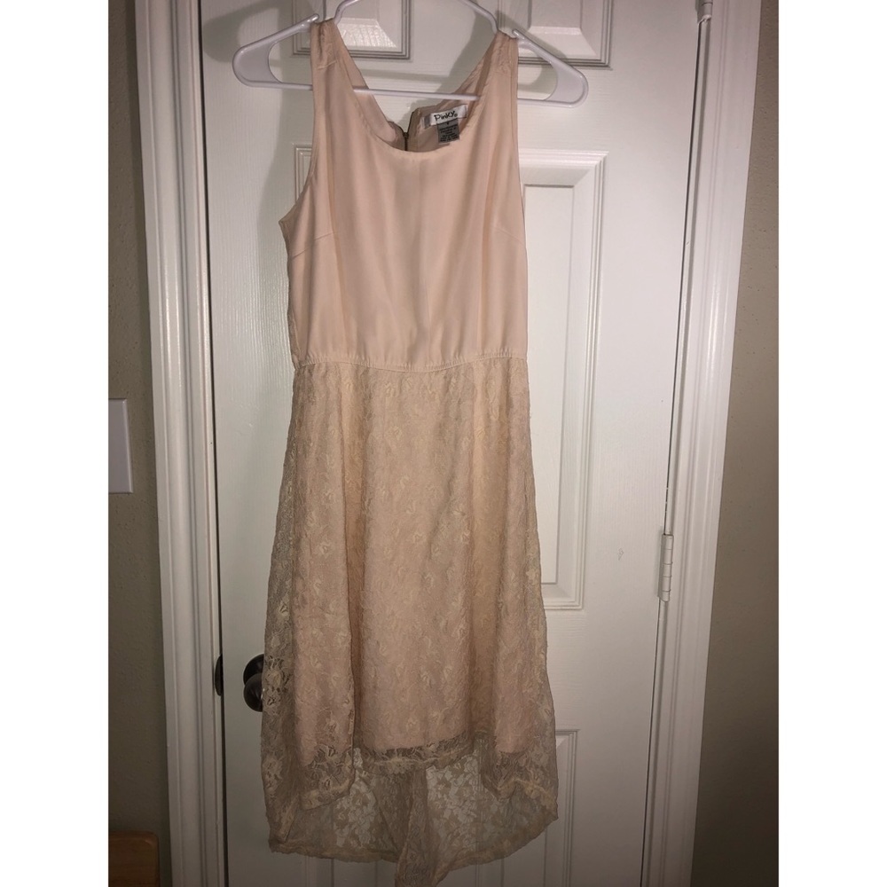 Pinky Beige or Nude Lace Dress - Size: Small